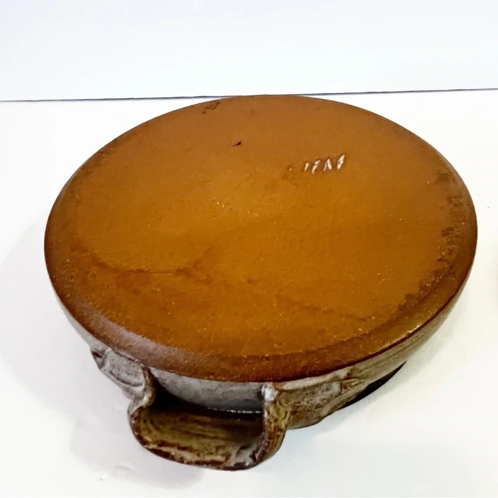 Studio Art Pottery Casserole Dish Lidded Stoneware Handles Handcrafted Signed